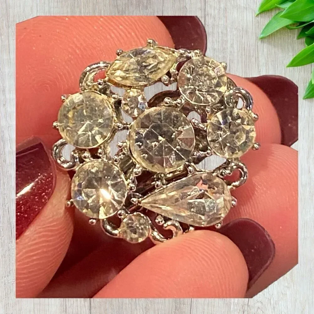 Beautiful Vintage Rhinestone Clip-on Earrings Rhapsody